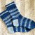 Blaue Socken mit Lettischem Muster (Größe 38 bis 40)