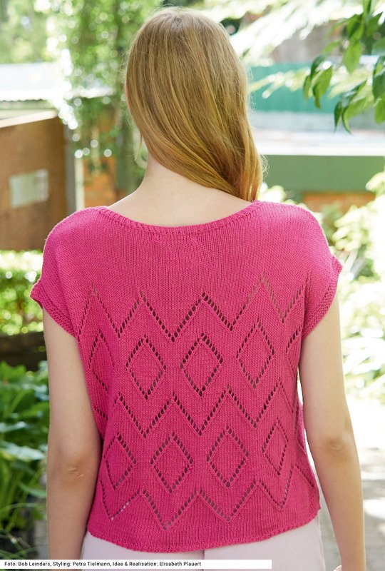 Shirt/Top mit Ajourmuster in Pink - Knitting