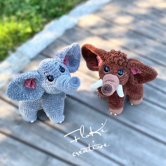 Elefant & Mammut häkeln ,Amigurumi süße Kuscheltiere DIY