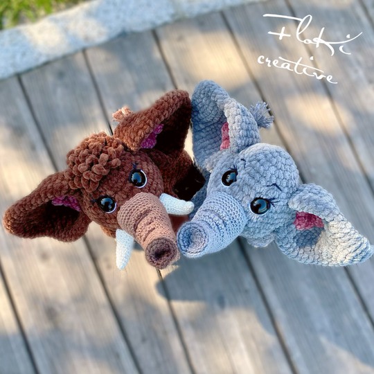 Elefant & Mammut häkeln ,Amigurumi süße Kuscheltiere DIY