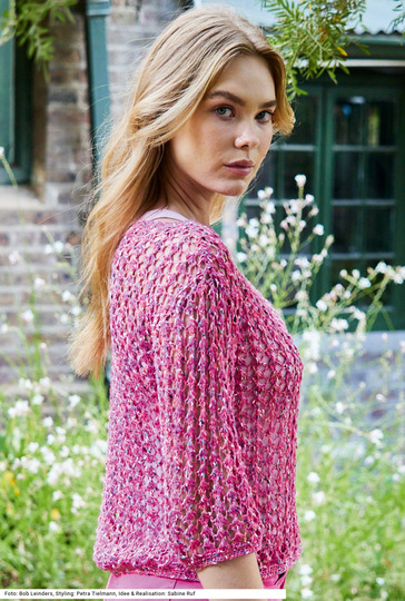 Pullover mit Netzmuster in Pink