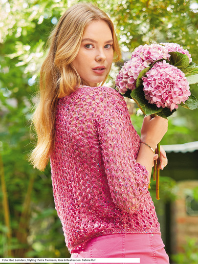 Pullover mit Netzmuster in Pink