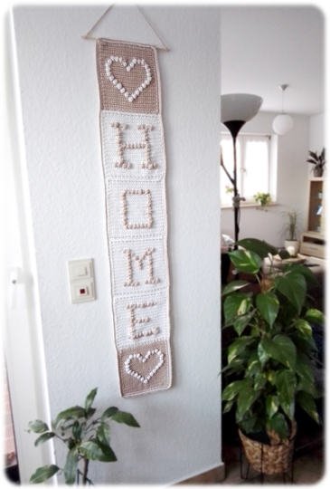 Wanddeko "Home" - Häkelanleitung