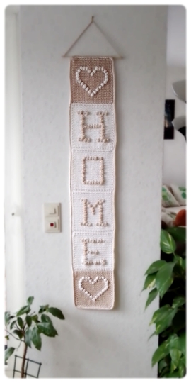 Wanddeko "Home" - Häkelanleitung