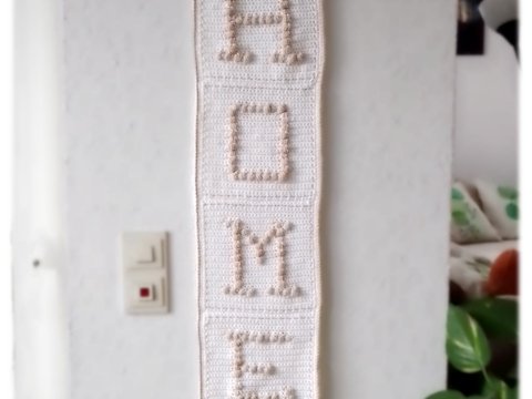 Wanddeko "Home" - Häkelanleitung