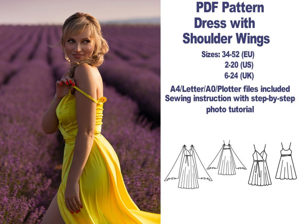 Maxi Dress with Shoulder Wings Dress Pattern Sewing Patterns Pattern Sewing - Image 4