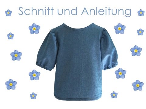 Schnitt und Anleitung Bluse mit Kräuselärmeln Gr.80 bis 140