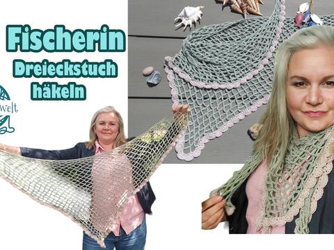 Fischerin-Tuch, Fischernetz Dreieckstuch häkeln