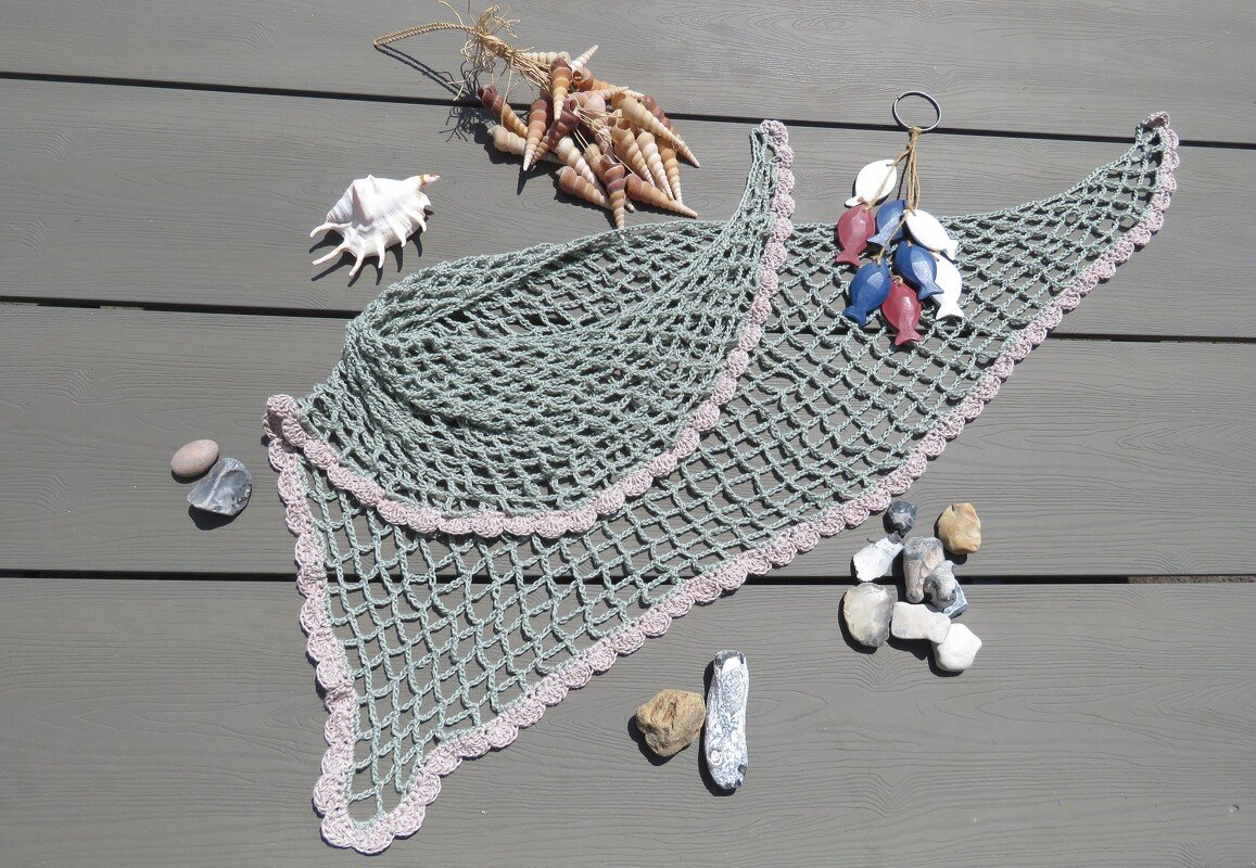 Fischerin-Tuch, Fischernetz Dreieckstuch häkeln - Bild 4