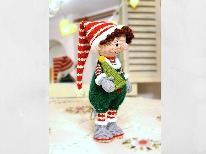 Christmas elf doll crochet pattern gnome, elf LORY