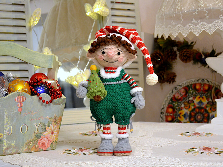 Christmas elf doll crochet pattern gnome, elf LORY