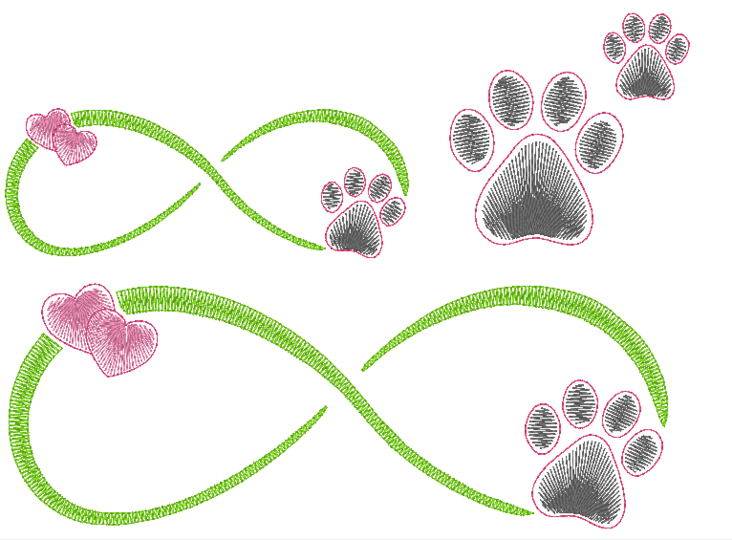 Stickdatei - Tierliebe Herz mit Pfote teilgefüllt