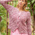 Jacke mit Ajourmuster in Pink meliert