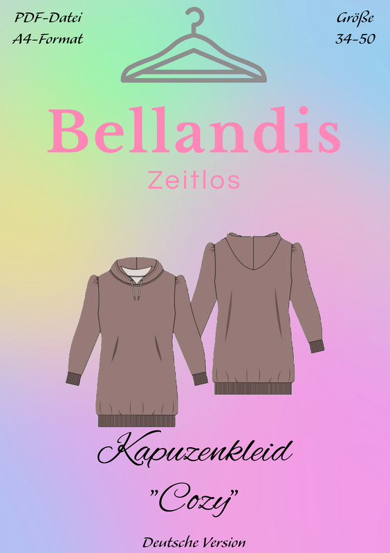 E-Book Schnittmuster Bellandis Kapuzenkleid "Cozy" mit deutscher Anleitung