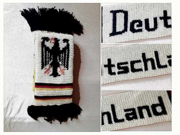 Deutschland Fan Schal - Fußball Schal Weiß-Schwarz Mit Roter Schrift