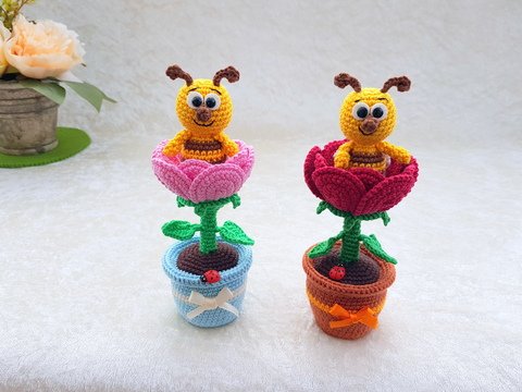 Häkelanleitung - Bienchen im Blümchen