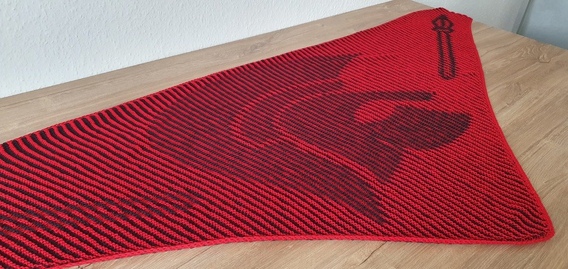 Römerhelm, Schattenstricken, Illusionsstricken, Motivtuch