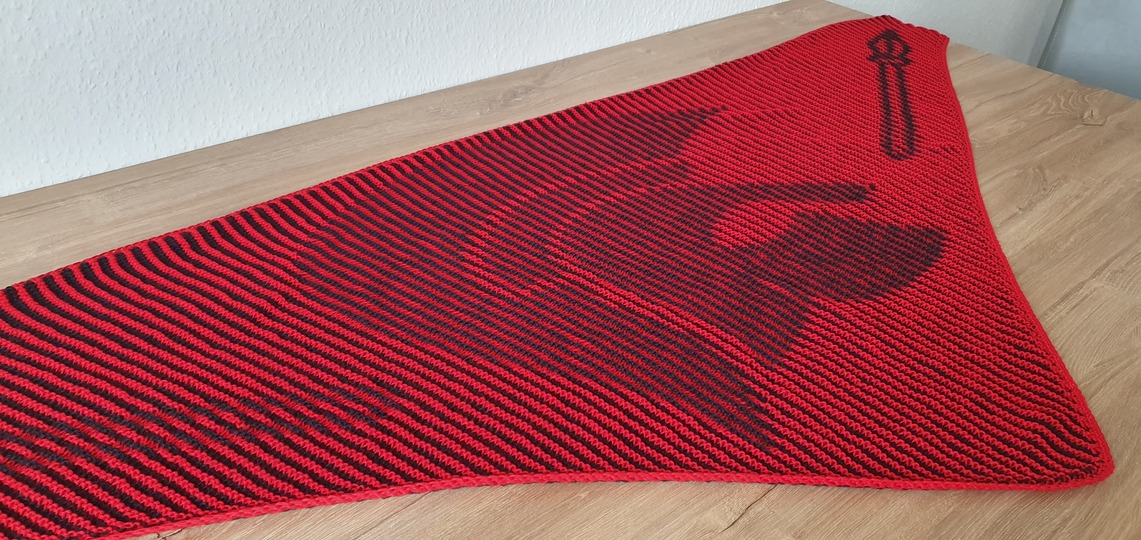 Römerhelm, Schattenstricken, Illusionsstricken, Motivtuch