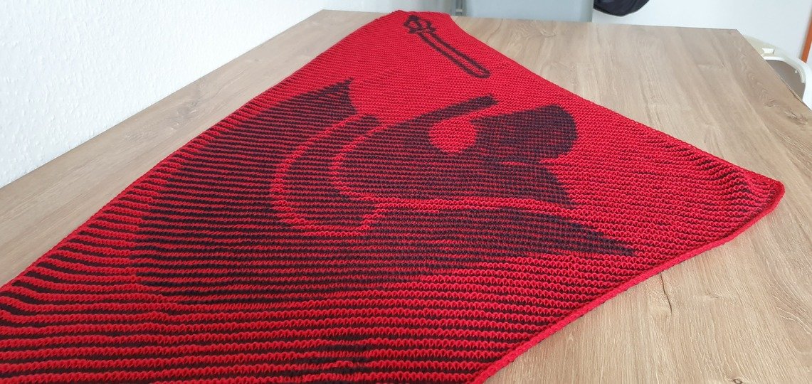 Römerhelm, Schattenstricken, Illusionsstricken, Motivtuch