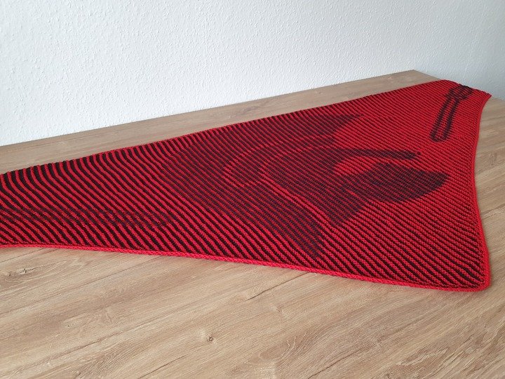 Römerhelm, Schattenstricken, Illusionsstricken, Motivtuch