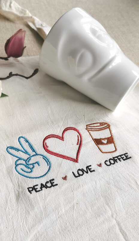 Stickdatei - Peace Love Coffee - 3 Größen