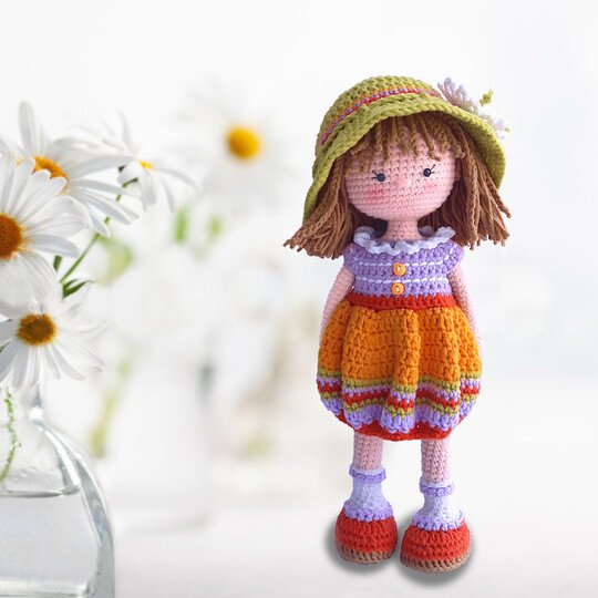 Amigurumi cute doll crochet pattern Jeanette, the Summer Girl