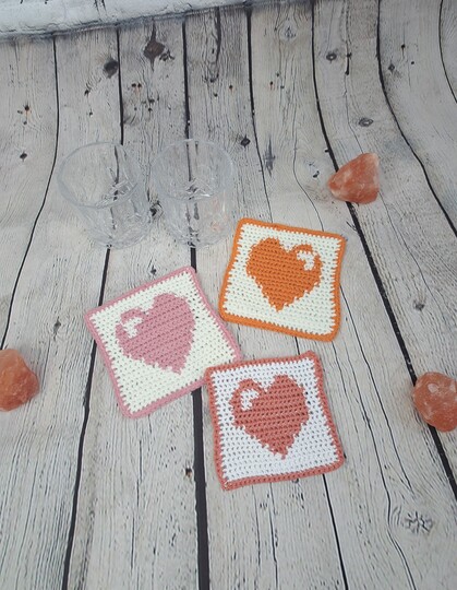 Herz Untersetzer in Tapestry Häkeln