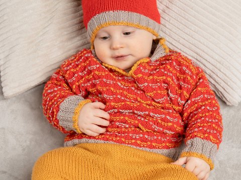 Micro Mehrfarbige Pullover Hose und Mütze