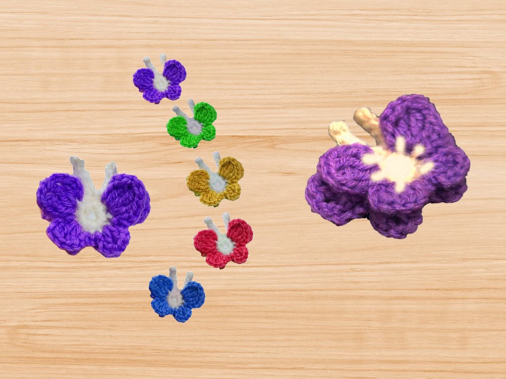 A crochet Multilayer 3D butterfly keychain pattern