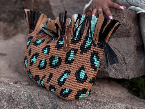 Crochet pattern leopard tote bag PDF digital and video tutorial
