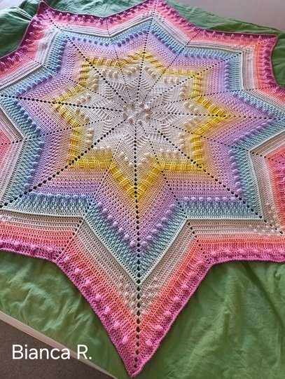 Außergewöhnliche Decke Nordseestern gehäkelt