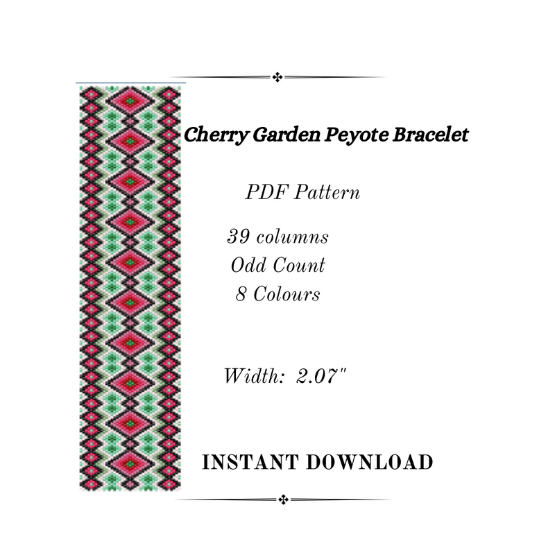 Cherry Garden Peyote Stitch Bracelet
