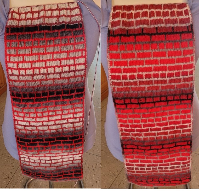 Schal Mauerwerk mit Double-Face gestrickt