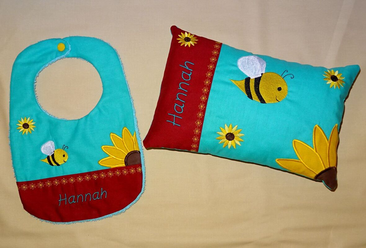 Stickdatei - Biene Kissen und Lätzchen SET ITH