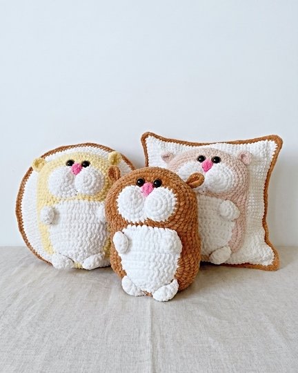 Hamster world, 3D pillows. No sew crochet pattern