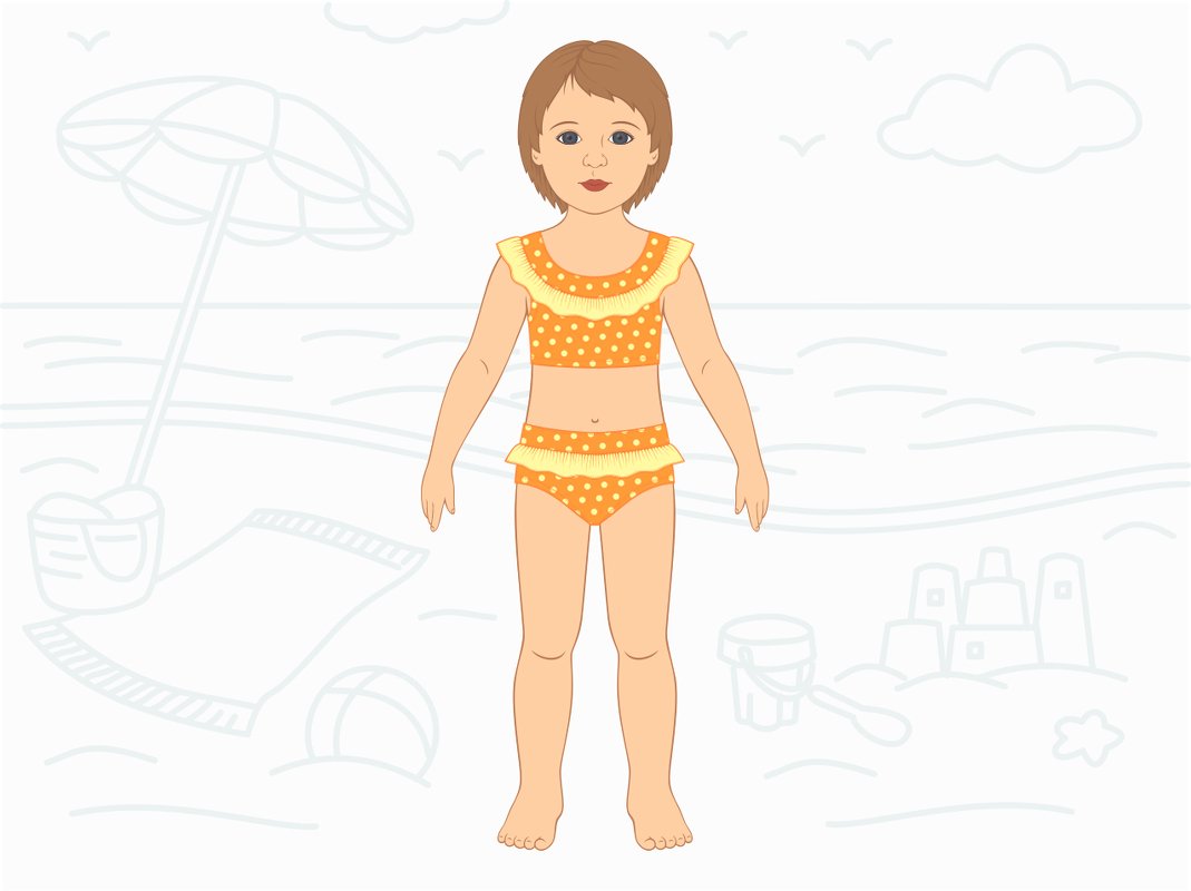Kleidung für Papierpuppenmädchen – Strandmodelle – Druckvorlagen - Bild 4