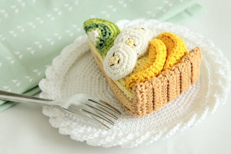 Häkelanleitung "Stück Obstkuchen"