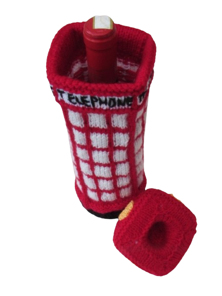 TeaCosyFolk's Telephone Box Wine Bottle Cover Knitting Pattern - Image 5