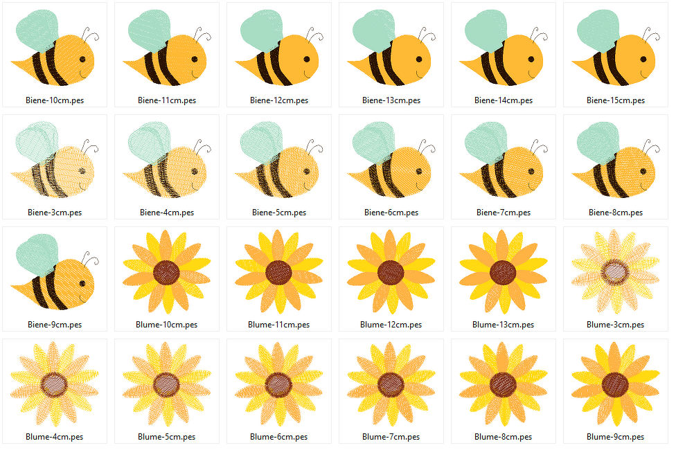 Stickdatei - Biene Bienchen Hummel mit Blumen - Bild 2