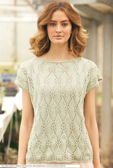 Top mit Ajourmuster in Blassgrün