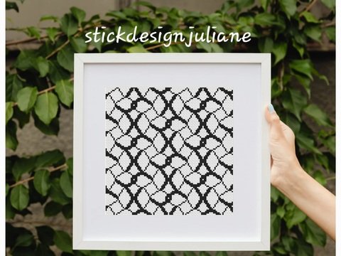 Muster Ovale schwarz weiß in Kreuzstich, Kreuzstich Stickvorlage PDF-Datei