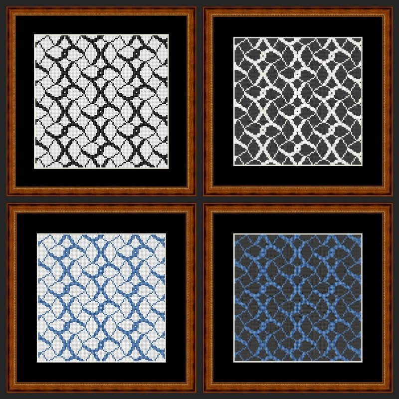 Muster Ovale schwarz weiß in Kreuzstich, Kreuzstich Stickvorlage PDF-Datei - Bild 6