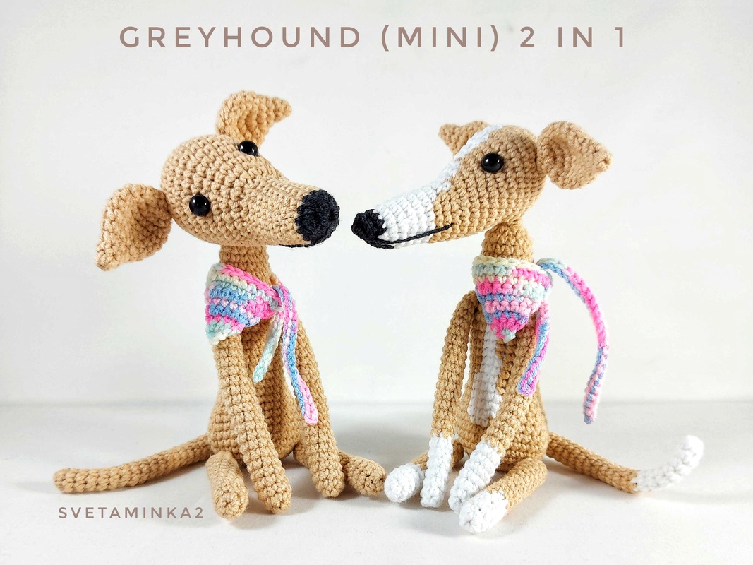 Greyhound Crochet Pattern Amigurumi Dog, Whippet, Italian Greyhound, Galgo