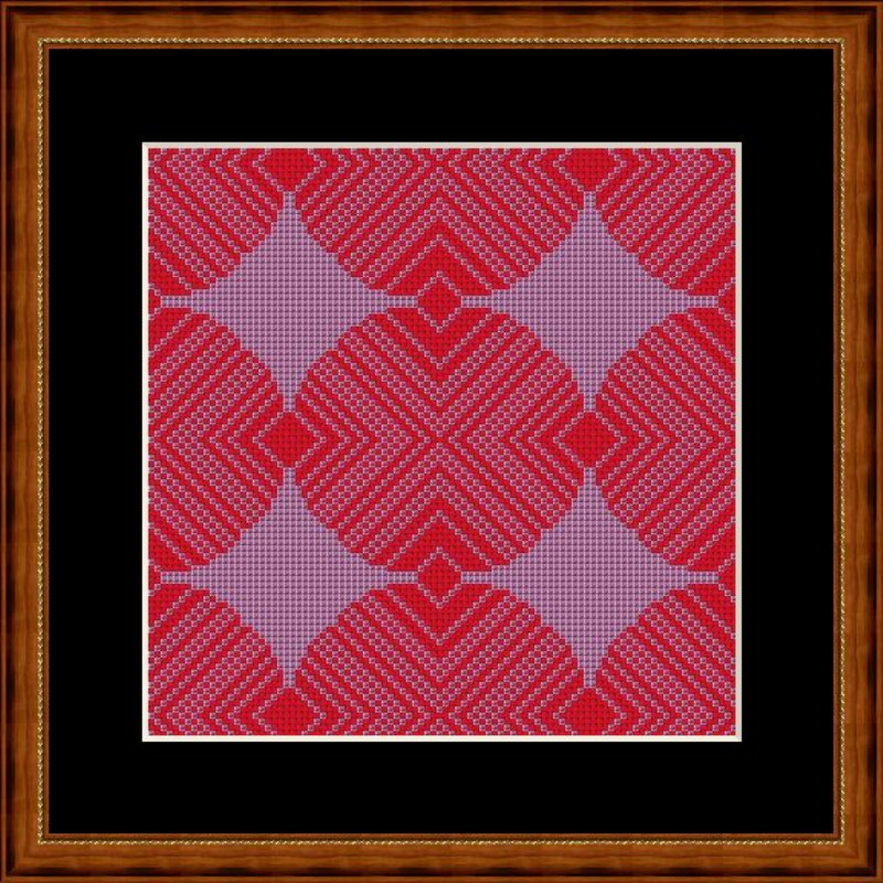 Kreuzstichmuster geometrisch schwarz weiß, Kreuzstich Stickvorlage PDF - Bild 9