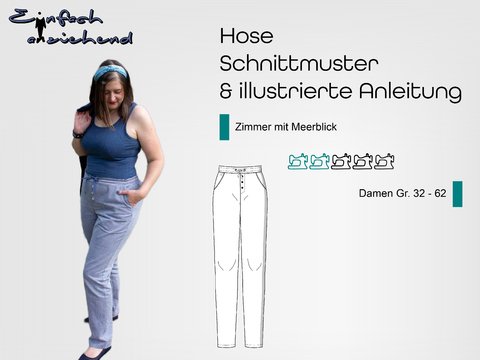 Schnittmuster Hose - Zimmer mit Meerblick Gr. 32 - 62