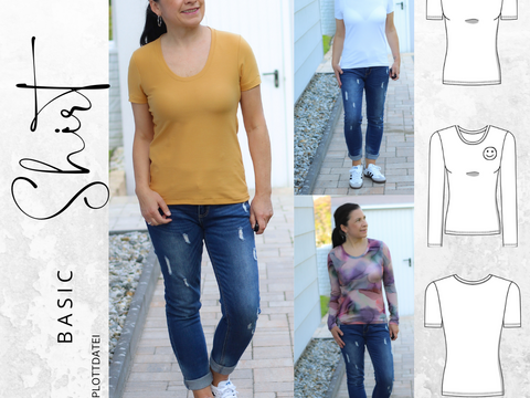 Ebook BASIC-SHIRT 1 Rundhals Gr. 32-56 + gratis Plott