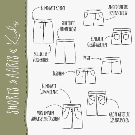 SHORTS "AARIS" - KIDS (110-164 je 3 Weiten) - Schnittmuster und Anleitung