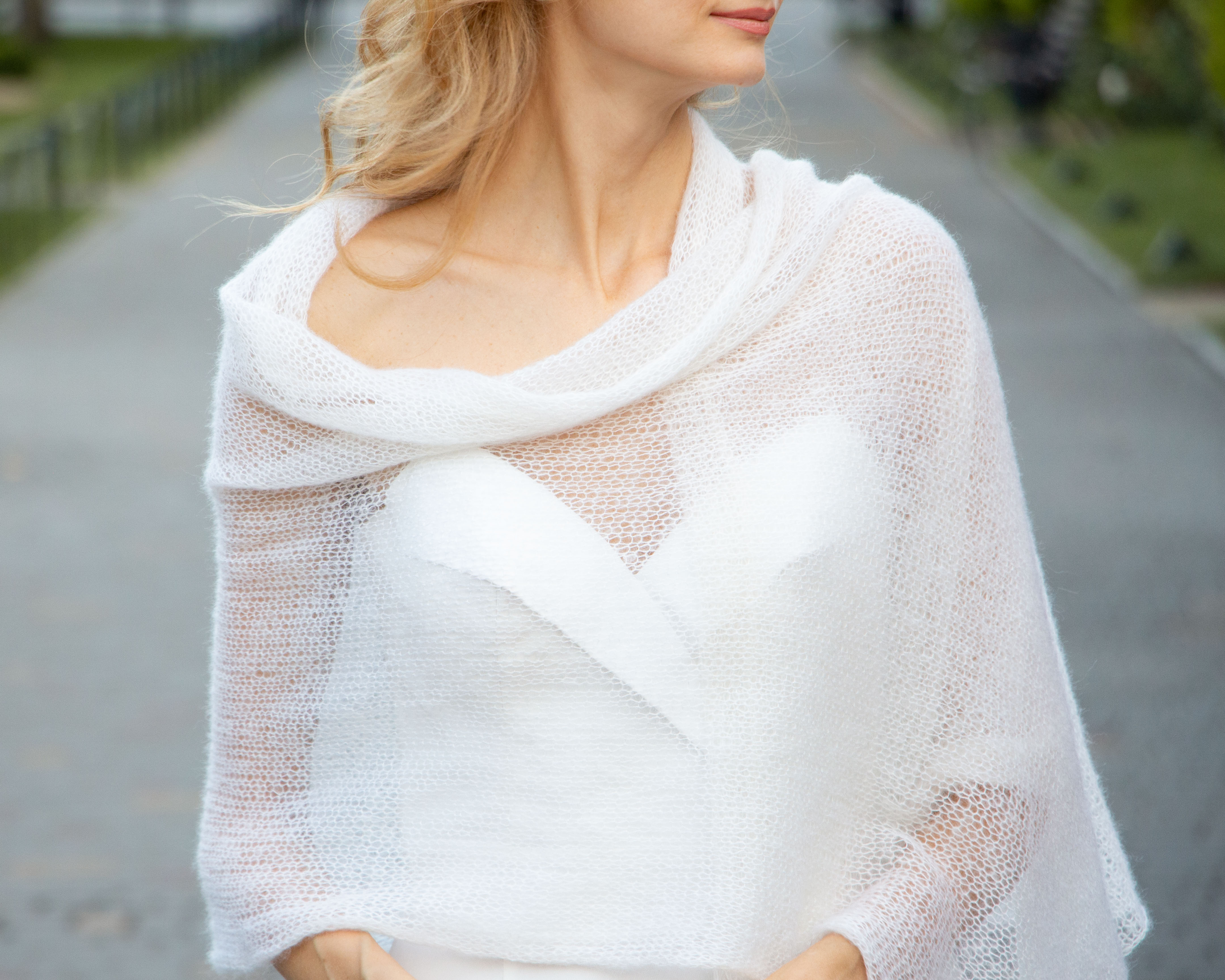 Knitting Pattern Knit Mohair shawl wedding bridal stole long women
