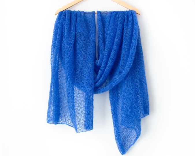 Knitting Pattern Knit Mohair shawl wedding bridal stole long women scarf