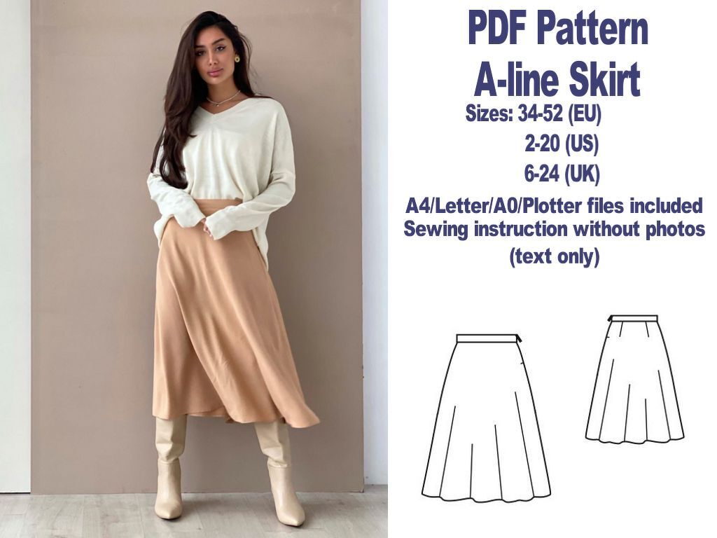A-line Skirt Pattern Skirts Patterns Clothes Pattern PDF Sewing Patterns